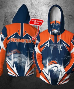 Personalized Nfl Gaiter Hoodie Denver Broncos Gaiter Hoodie Lightning Custom Name 3D All Over Printed Hoodie
