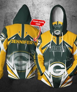 Personalized Nfl Gaiter Hoodie Green Bay Packers Gaiter Hoodie Lightning Custom Name 3D All Over Printed Hoodie
