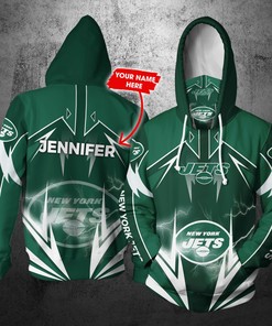 Personalized Nfl Gaiter Hoodie New York Jets Gaiter Hoodie Lightning Custom Name 3D All Over Printed Hoodie