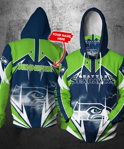 Personalized Nfl Gaiter Hoodie Seattle Seahawks Gaiter Hoodie Lightning Custom Name 3D All Over Print Hoodie