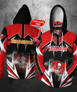 Personalized Nfl Gaiter Hoodie Tampa Bay Buccaneers Gaiter Hoodie Lightning Custom Name 3D All Over Printed Hoodie