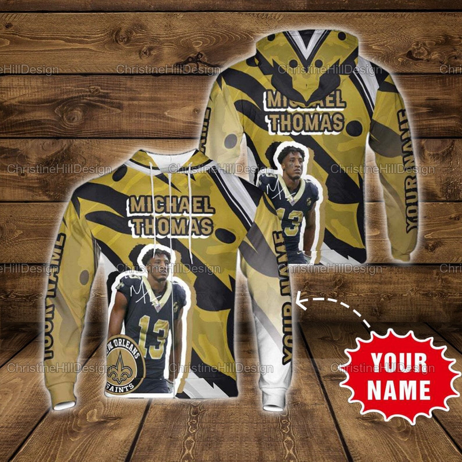 Personalized Nfl New Orleans Saints Michael Thomas Custom Name 3D All Over Print Zip Up Hoodiezip Up Hoodie