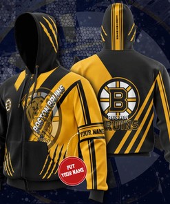 Personalized Nhl Boston Bruins Custom Name 3D All Over Printed Hoodie, Zip Up Hoodie