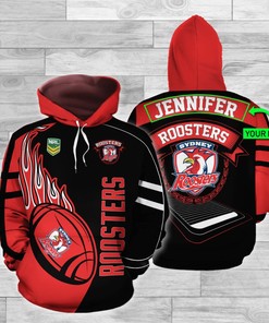 Personalized Nrl 3D Hoodie Sydney Roosters Custom Name 3D All Over Printed Hoodie