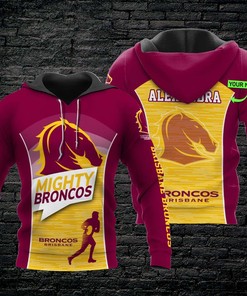 Personalized Nrl Hoodie Brisbane Broncos Custom Name 3D All Over Printed Hoodie