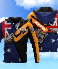 Personalized Ntt154 Wests Tigers Hand 3D Hoodie Zip Hoodie, Nrl 3D All Over Print Hoodie Zip Hoodie