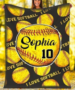Personalized Name And Number Baseball Blanket- Keep Warm Travel Blanket
