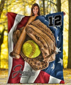 Personalized Name Number Softball Flag Usa American Baseball