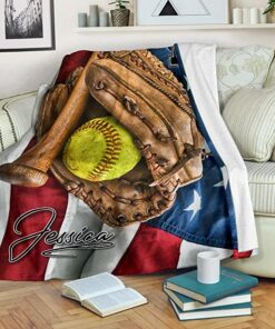 Personalized Name Number Softball Flag Usa American Baseball