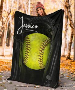 Personalized Name Premium Quality Sherpa Fleece Basball Blanket, Warm