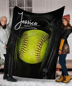Personalized Name Premium Quality Sherpa Fleece Basball Blanket, Warm