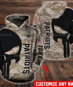 Personalized New England Patriots Nfl Camo Custom Name 3D Hoodie 3D Printed Pull Over Hoodie, Zip Up Hoodie