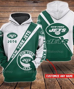 Personalized New York Jets Nfl Custom Name 3D Printed Pull Over Hoodie, Zip Up Hoodie