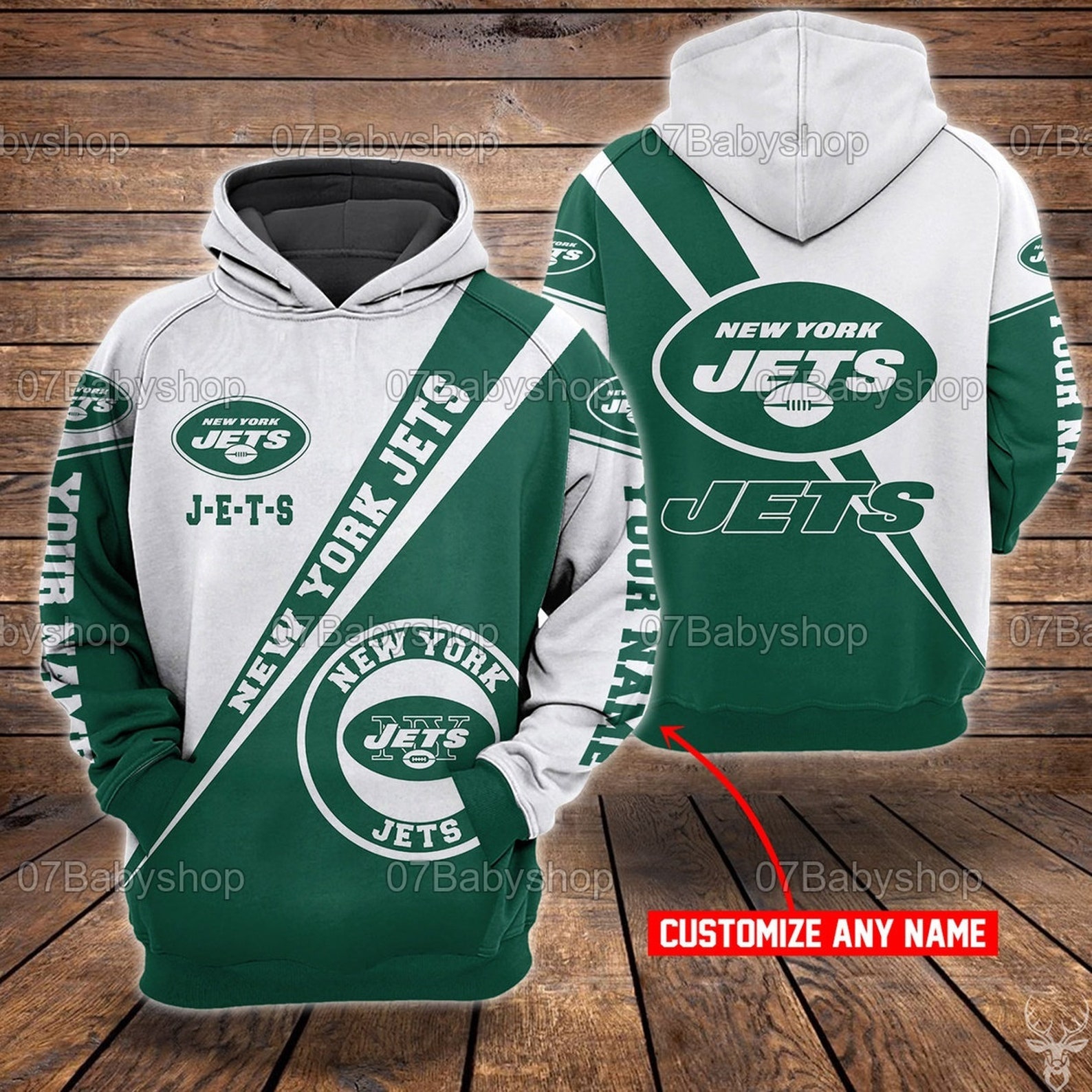 Personalized New York Jets Nfl Custom Name 3D Printed Pull Over Hoodie, Zip Up Hoodie