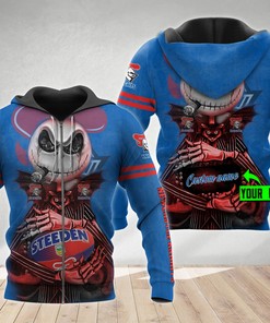 Personalized Newcastle Knights 3D Hoodie Nrl 3D Hoodie Jack Skellington Custom Name 3D All Over Printed Hoodie