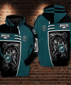 Personalized Philadelphia Eagles Nfl Football Skull Death 3D All Over Print Zip Up Hoodie Option