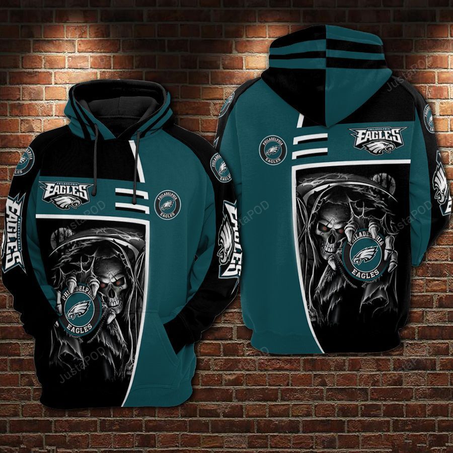 Personalized Philadelphia Eagles Nfl Football Skull Death 3D All Over Print Zip Up Hoodie Option