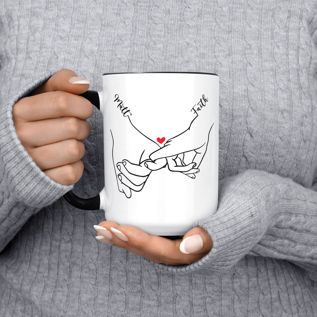 Personalized Pinky Promise Holding Hands Mug, Funny Coffee Mug, Valentine's Day Mug, Gift For Her, Birthday Gift