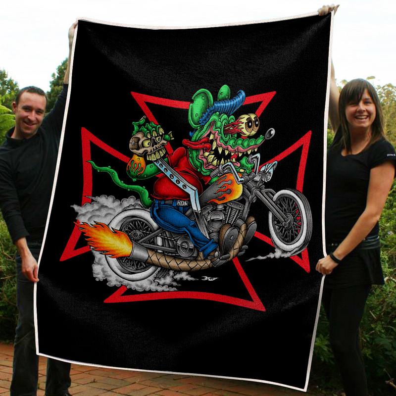 Personalized Rat Fink Motocycle Blanket