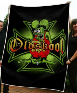 Personalized Rat Fink Old Skool School Iron Cross Blanket
