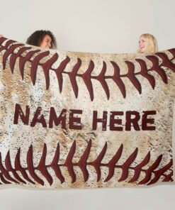 Personalized Rustic Baseball Blanket, Your Text