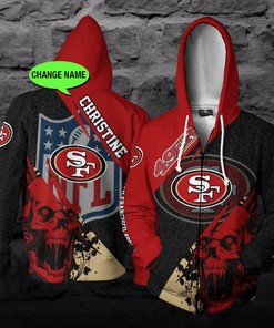 Personalized San Francisco 49Ers Nfl Skull Custom 3D All Over Print Hoodie