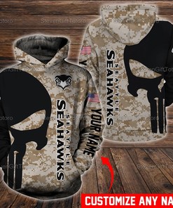 Personalized Seattle Seahawks Nfl Camo Custom 3D All Over Print Zip Up Hoodie Option