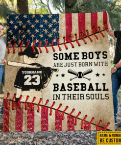 Personalized Some Boys Are Just Born With Baseball Blanket, Gift Boy