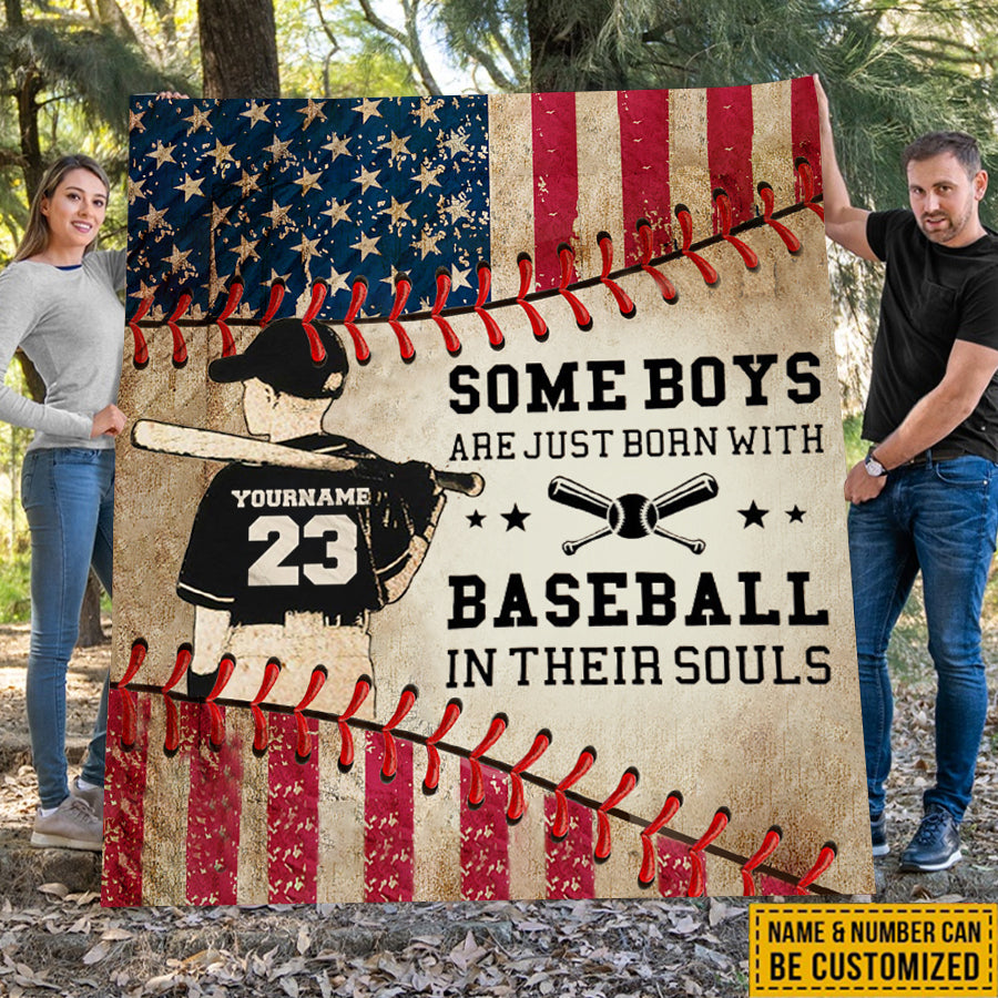 Personalized Some Boys Are Just Born With Baseball Blanket, Gift Boy