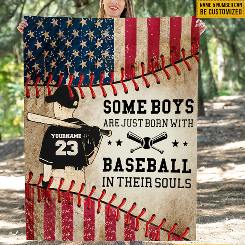 Personalized Some Boys Are Just Born With Baseball Blanket, Gift Boy