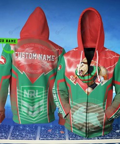 Personalized South Sydney Rabbitohs Nrl Lightning Mascot Custom 3D All Over Print Hoodie