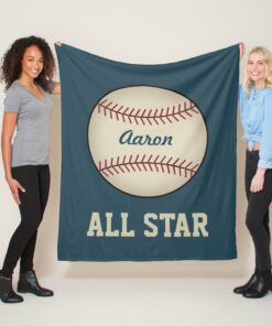 Personalized Sports Blue Baseball Blanket Gift