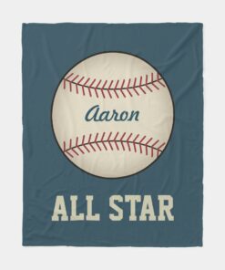 Personalized Sports Blue Baseball Blanket Gift
