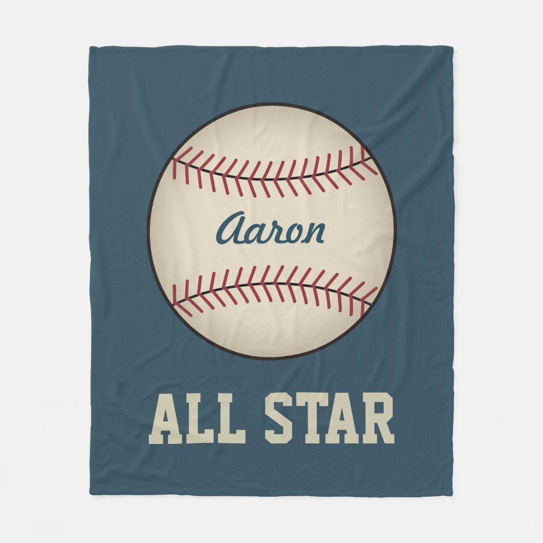 Personalized Sports Blue Baseball Blanket Gift