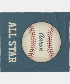 Personalized Sports Blue Baseball Blanket Gift