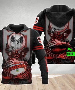Personalized St George Illawarra Dragons 3D Hoodie Nrl 3D Hoodie Jack Skellington Custom Name 3D All Over Printed Hoodie