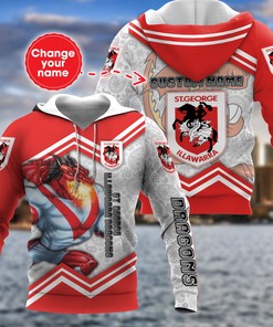 Personalized St. George Illawarra Dragons Nrl Mascot Custom Name 3D All Over Print Hoodie