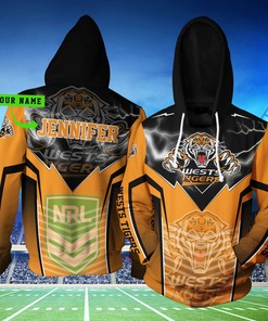 Personalized Tha244 Wests Tigers Lightning 3D Hoodie Zip Hoodie, Nrl 3D All Over Print Hoodie Zip Hoodie