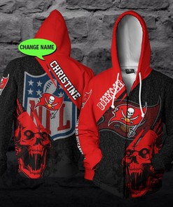 Personalized Tampa Bay Buccaneers Nfl Skull Custom 3D All Over Print Hoodie
