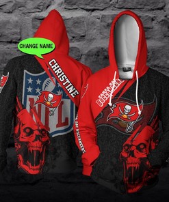 Personalized Tampa Bay Buccaneers Nfl Skull Custom 3D All Over Print Zip Up Hoodie