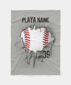 Personalized Torn Baseball Blanket, Gifts For Sports Lovers