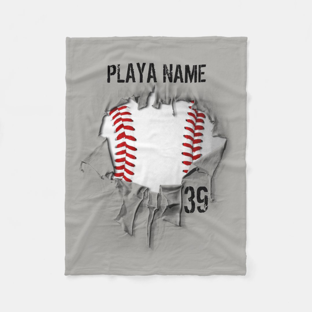 Personalized Torn Baseball Blanket, Gifts For Sports Lovers