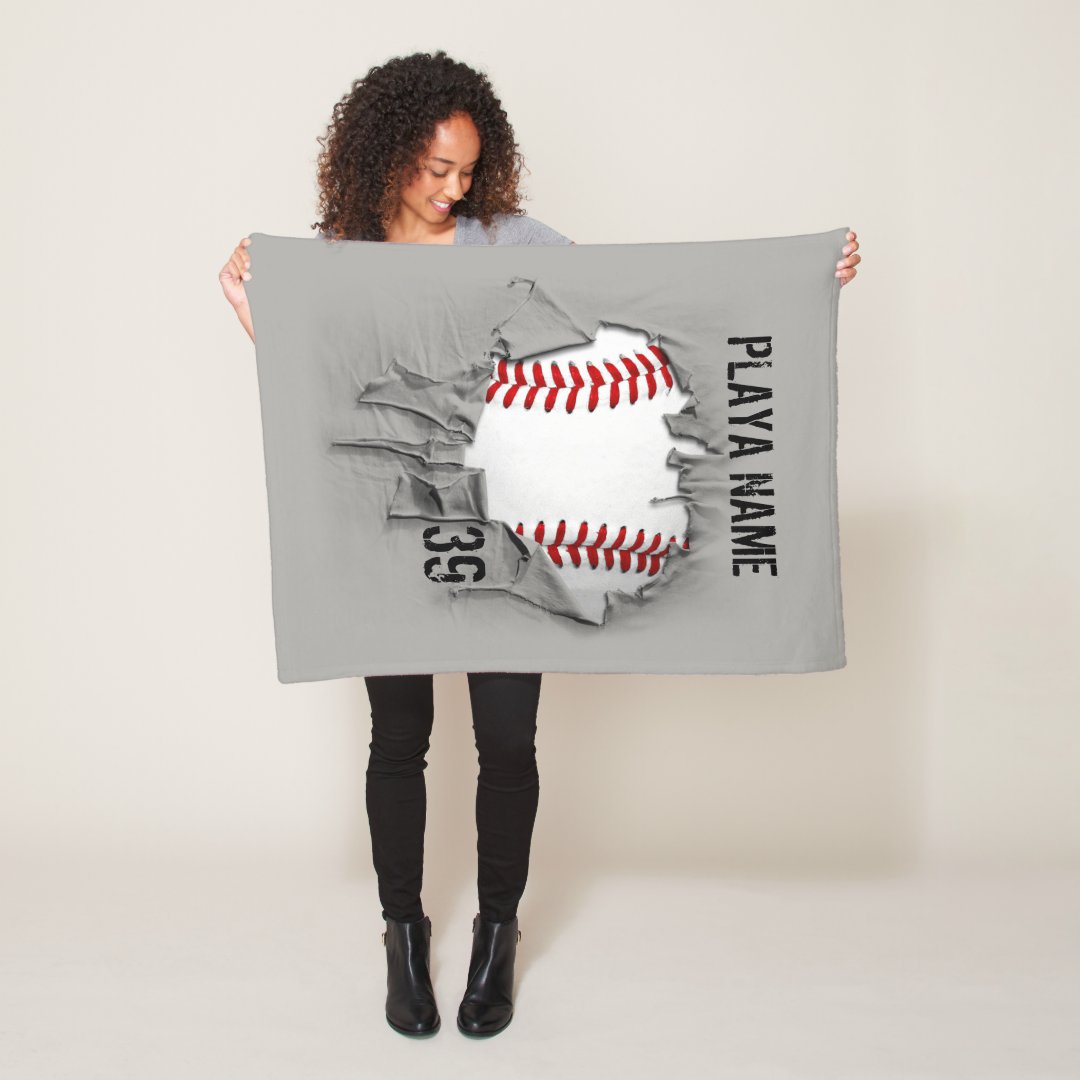 Personalized Torn Baseball Blanket, Gifts For Sports Lovers