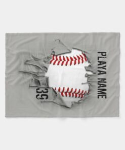 Personalized Torn Baseball Blanket, Gifts For Sports Lovers