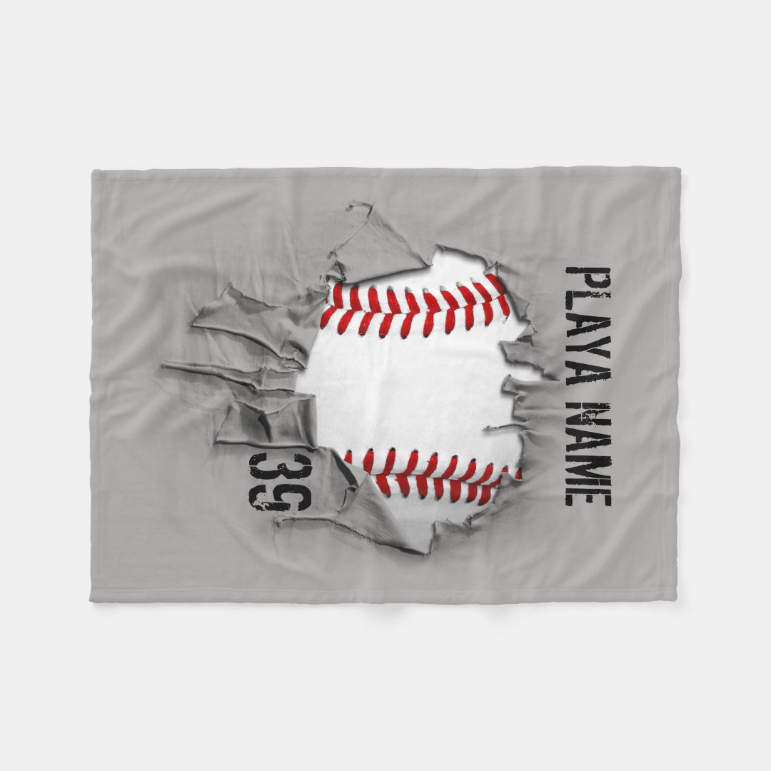 Personalized Torn Baseball Blanket, Gifts For Sports Lovers