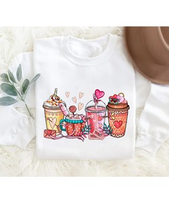 Personalized Valentines Day Matching Shirts, Valentine Coffee Lover Heart Coffee Valentine Day Shirts, Womens Valentines Day Sweatshirt
