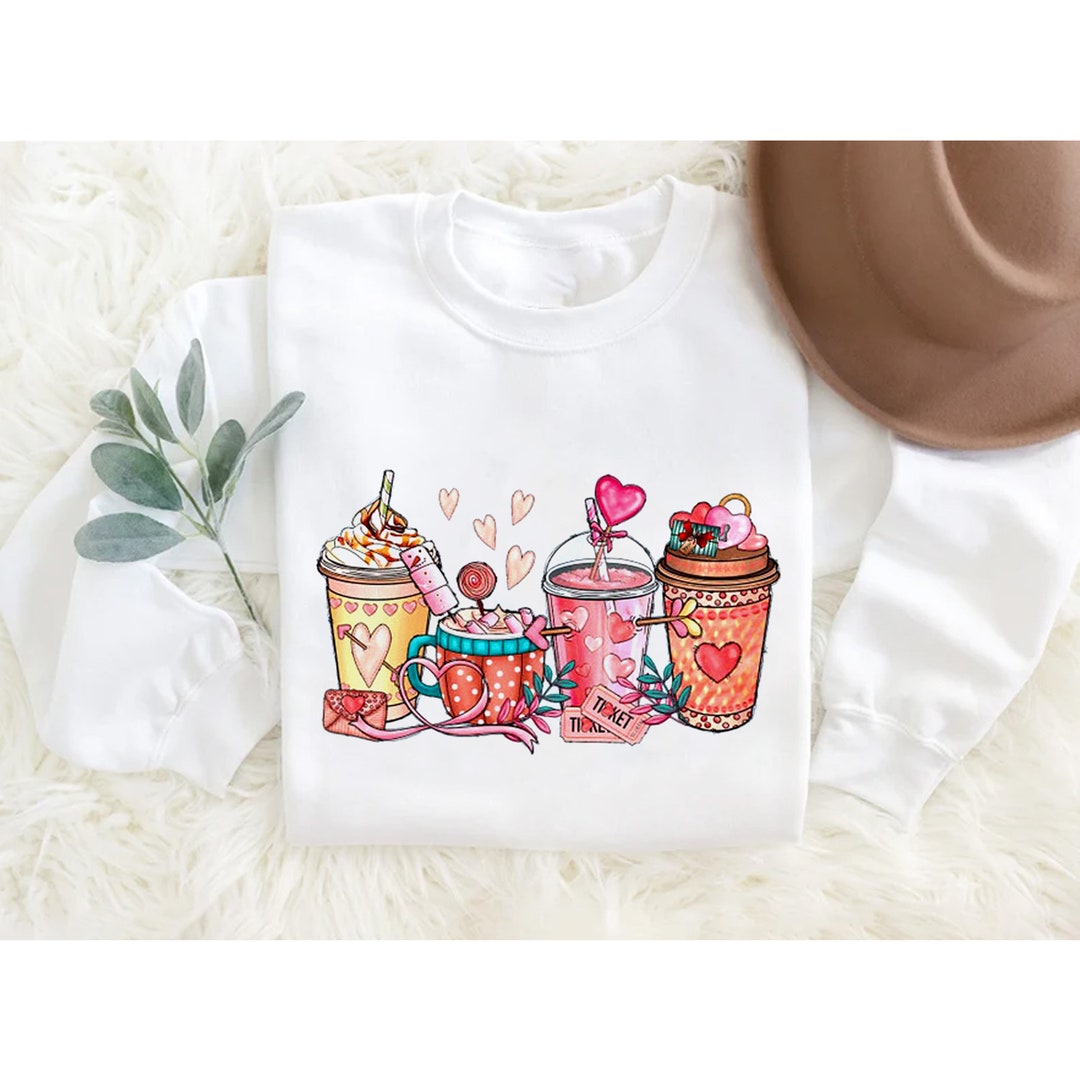 Personalized Valentines Day Matching Shirts, Valentine Coffee Lover Heart Coffee Valentine Day Shirts, Womens Valentines Day Sweatshirt