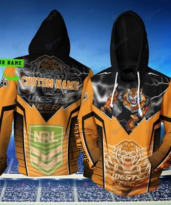 Personalized Wests Tigers Nrl Lightning Custom 3D All Over Print Hoodie