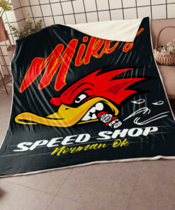 Personalized Woodpecker Speed Shop Blanket – Mr. Horsepower Hot Rod Blanket
