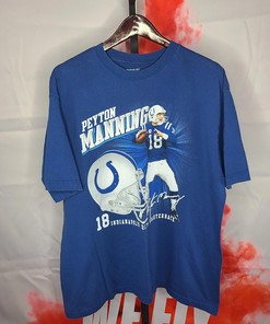 Peyton Manning Indianapolis Colts Tshirt Pullover Hoodie Crewneck Sweatshirt Reprinted Full Color Full Size Gifts For NFL Fans